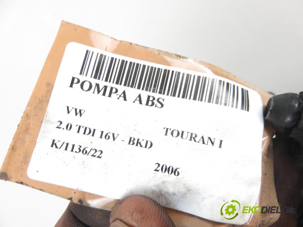 VW TOURAN (1T1, 1T2) MINIVAN 2006 1968,00 Sterowniki ABS 1968,00 Pumpa ABS 1K0614517H;10020601064;1K0907379K (Pumpy ABS)