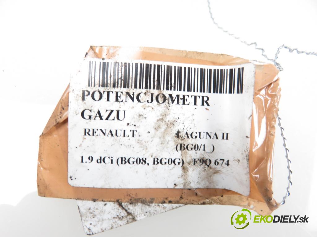 RENAULT LAGUNA II (BG0/1_) LIFTBACK 2001 1870,00 Pozostałe 1870,00 Potenciometer plynového pedálu 8200003392; 6PV00811901 (Pedále)