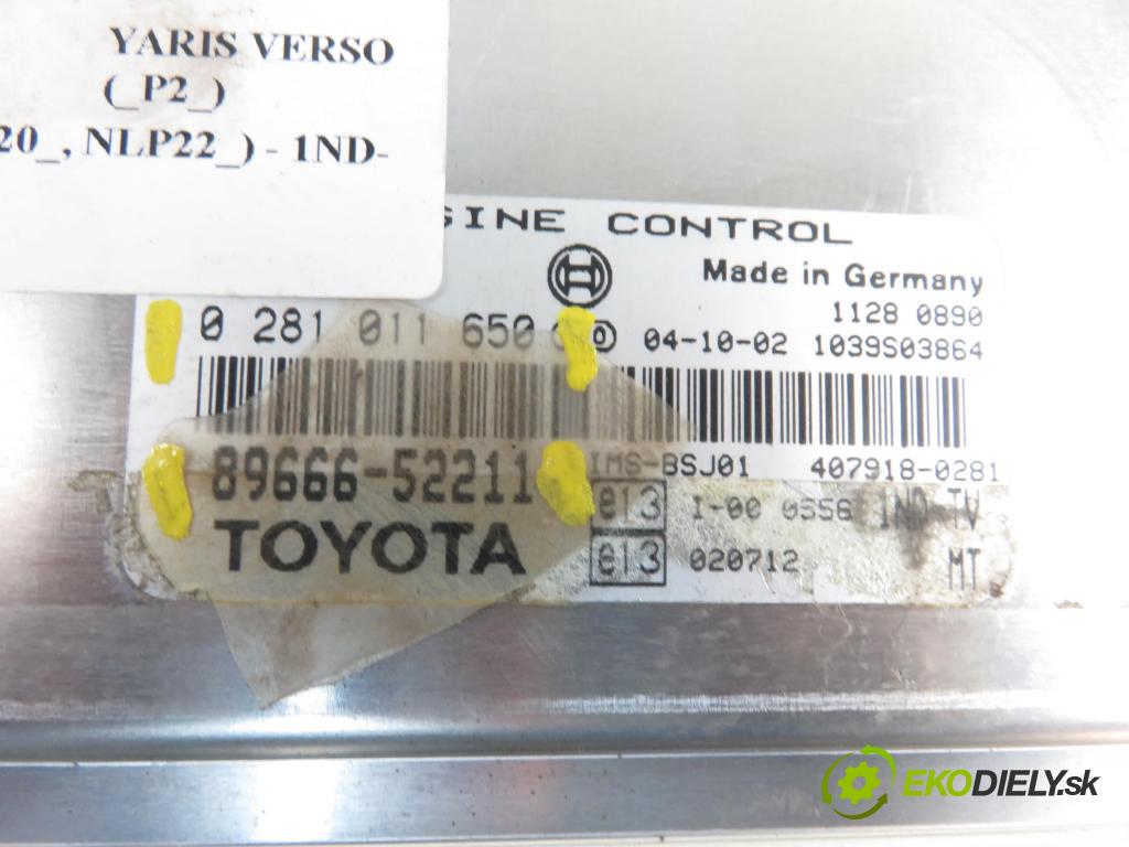TOYOTA YARIS VERSO (_P2_) MINIVAN 2005 1364,00 Sterowniki silnika 1364,00 Riadiaca jednotka Motor 0281011650; 8966652211