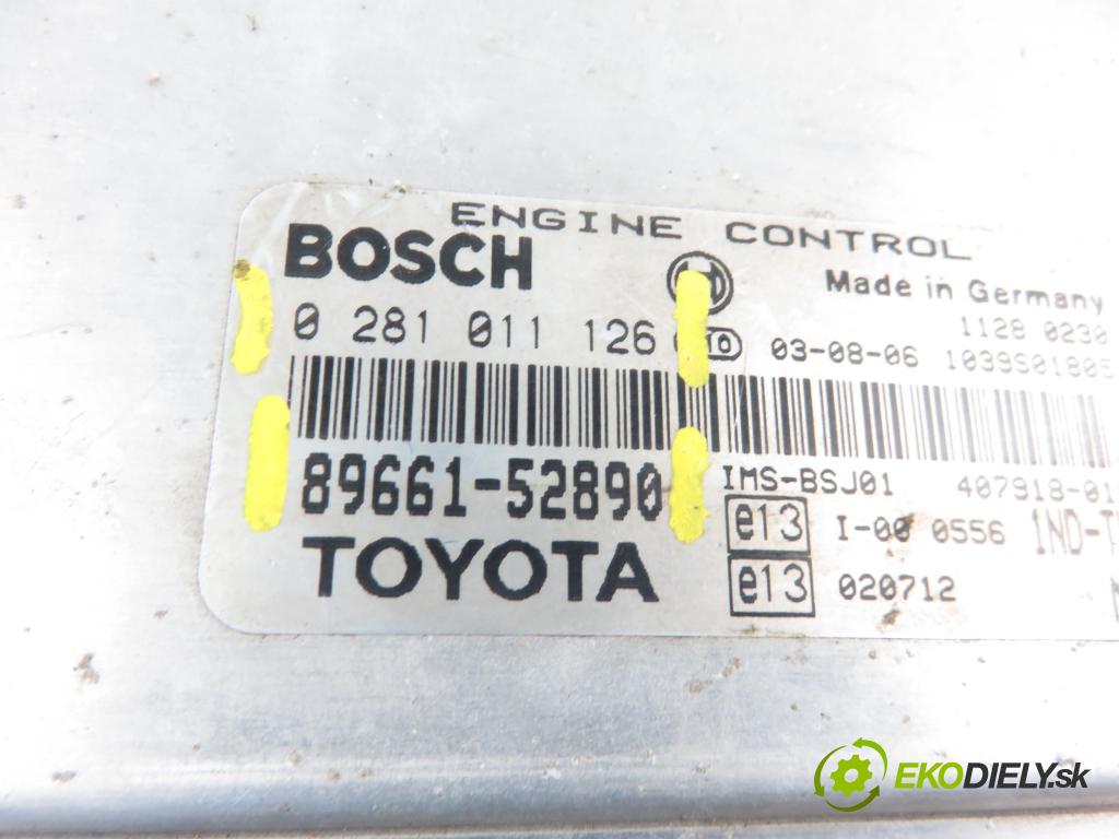 TOYOTA YARIS (_P1_) HB 2003 1364,00 Sterowniki silnika 1364,00 Riadiaca jednotka Motor 8966152890; 0281011126