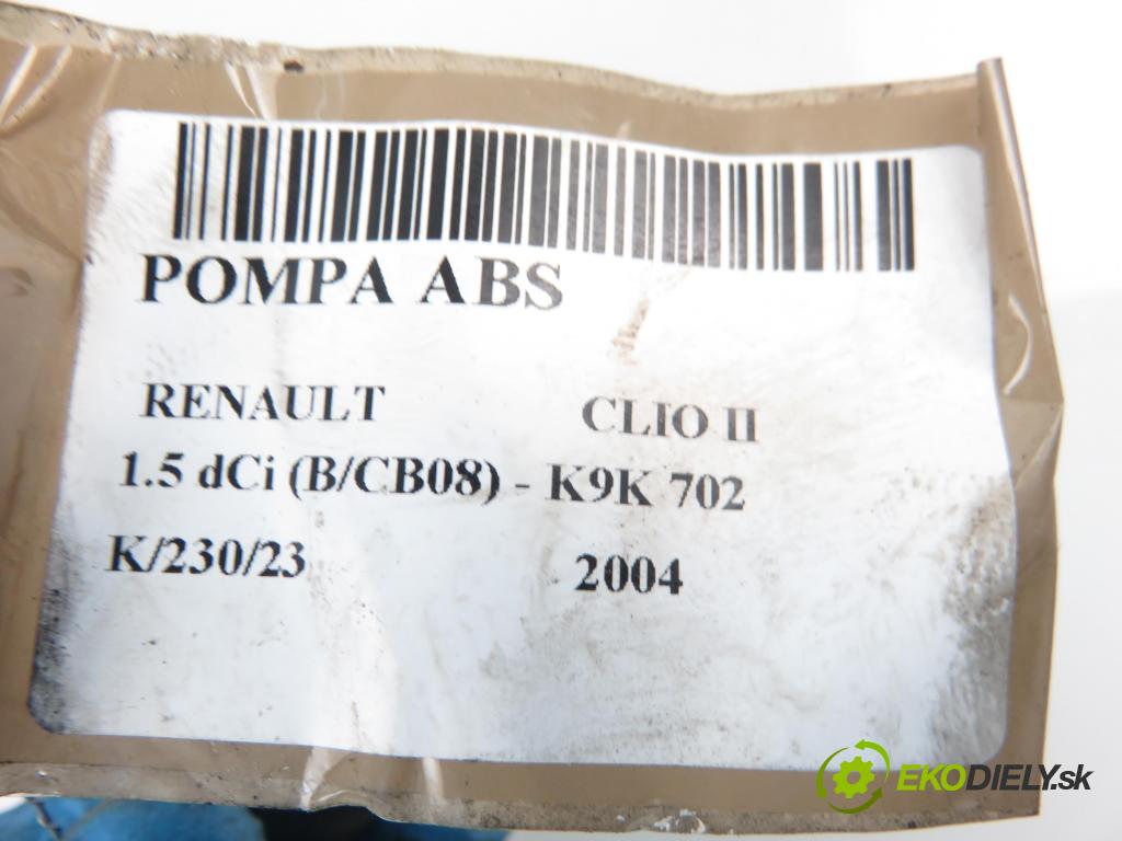 RENAULT CLIO II (BB_, CB_) HB 2004 1461,00 Sterowniki ABS 1461,00 Pumpa ABS 8200229137; 0266231338; 0265800335 (Pumpy ABS)