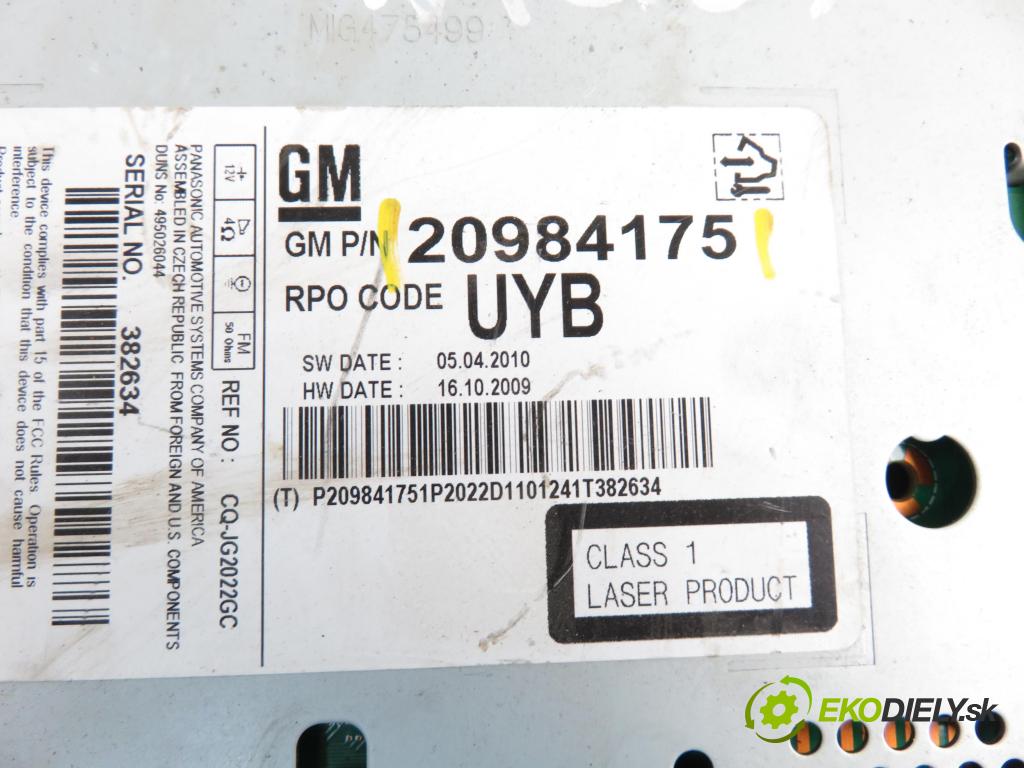 OPEL MERIVA B nadwozie wielkoprzestrzenne (MPV) (S10) MINIVAN 2010 74,00 1.4 - A 14 XER 1398,00 RADIO CD 20984174