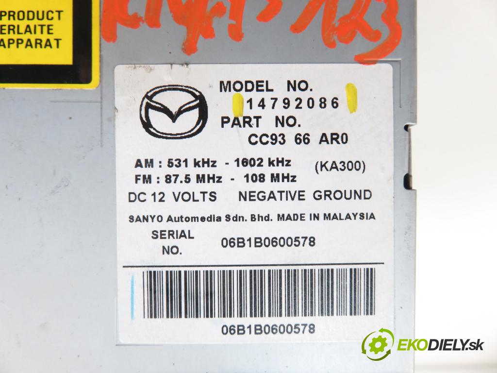 MAZDA 5 (CR19) MINIVAN 2006 81,00 2.0 MZR-CD 110 - RF7J 1998,00 RADIO CD 14792086