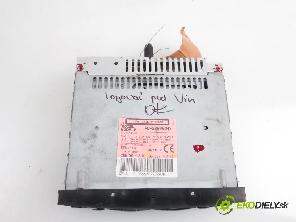PEUGEOT 206 liftback (2A/C) HB 2007 1398,00 Radioodtwarzacze 1398,00 RADIO CD 96627712XT