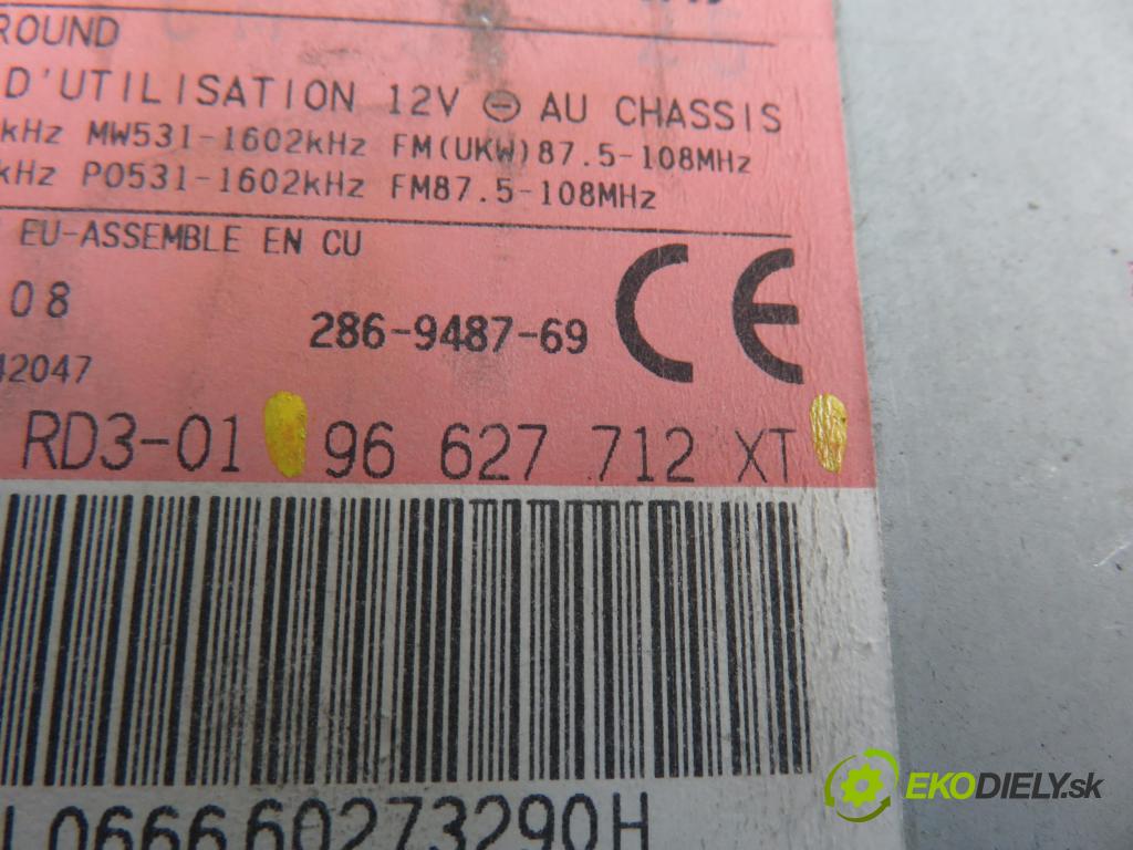 PEUGEOT 206 liftback (2A/C) HB 2007 1398,00 Radioodtwarzacze 1398,00 RADIO CD 96627712XT