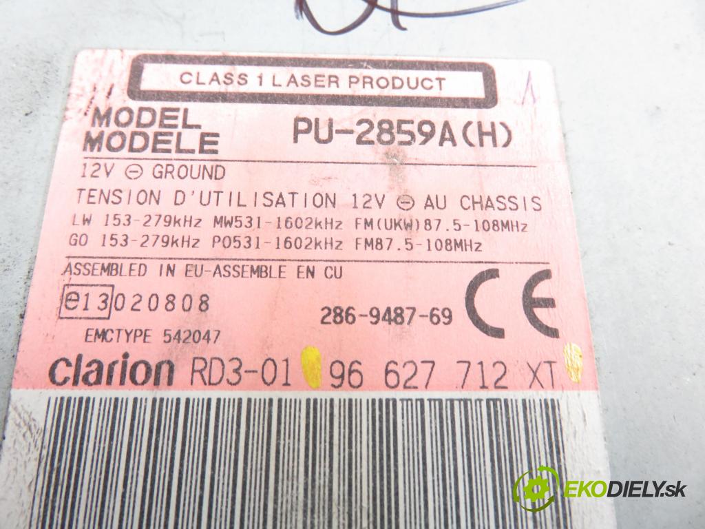 PEUGEOT 206 liftback (2A/C) HB 2007 1398,00 Radioodtwarzacze 1398,00 RADIO CD 96627712XT