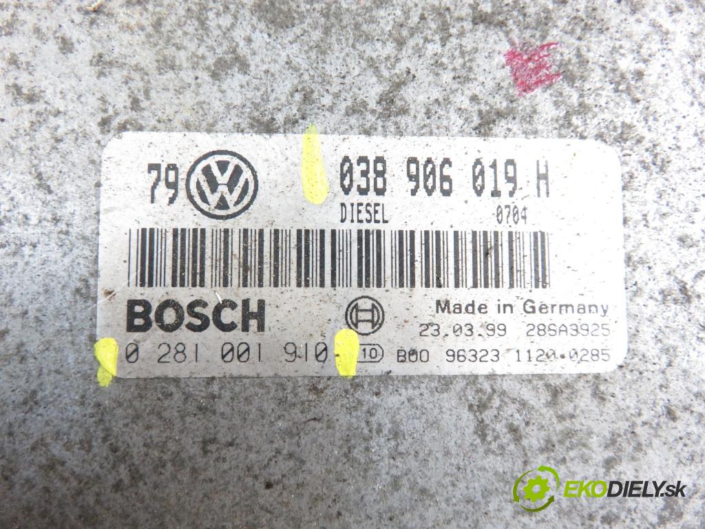 VW BORA Variant (1J6) KOMBI 1999 1896,00 Sterowniki silnika 1896,00 Riadiaca jednotka Motor 0281001910; 038906019H