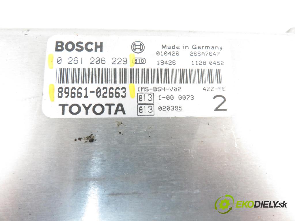 TOYOTA COROLLA (_E11_) LIFTBACK 2001 1398,00 Sterowniki silnika 1398,00 Riadiaca jednotka Motor 0261206229; 8966102663