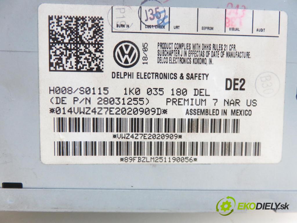 VW JETTA III (1K2) SEDAN 2005 2480,00 Radioodtwarzacze 2480,00 RADIO CD 1K0035180
