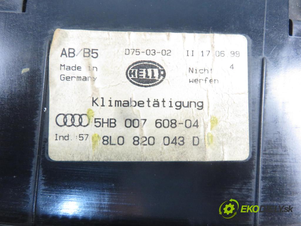 AUDI A3 (8L1) HB 1999 1896,00 Panele sterowania, przełączniki 1896,00 Panel kúrenia KLIMATRONIK 8L0820043D; 5HB00760804