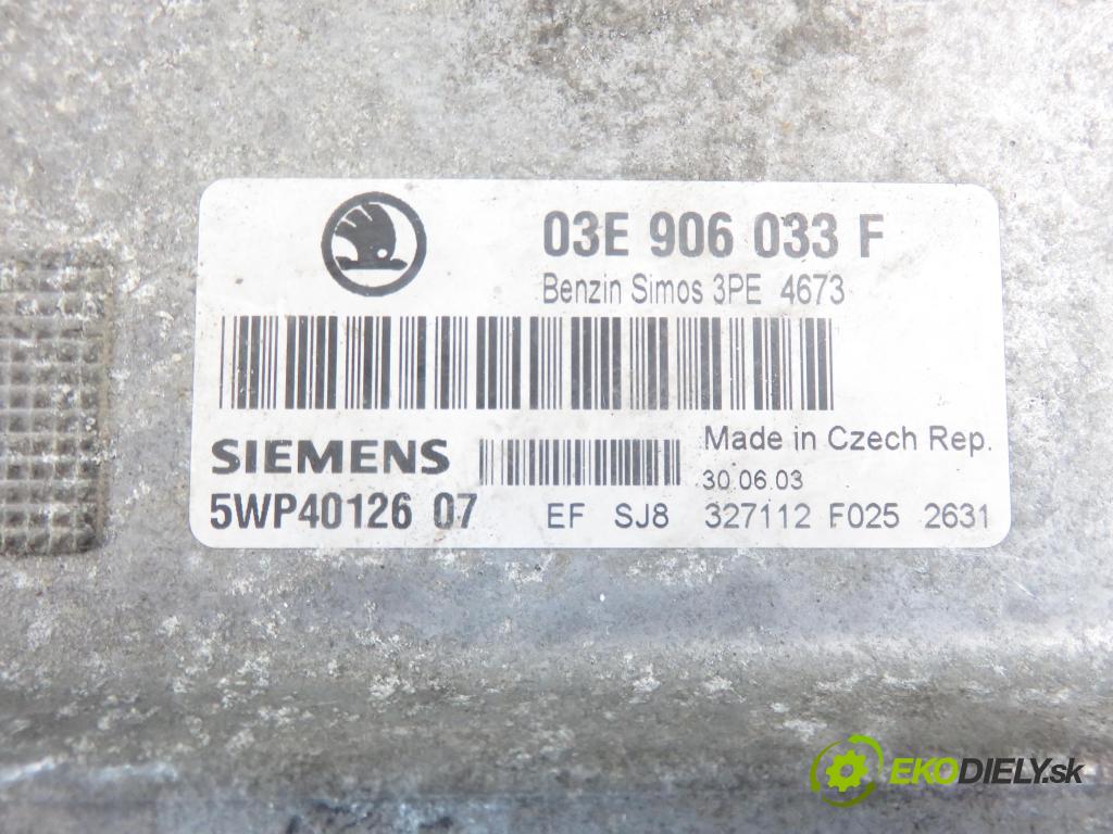 SKODA FABIA I SEDAN (6Y3) SEDAN 2003 1198,00 Sterowniki silnika 1198,00 Riadiaca jednotka Motor 03E906033F; 5WP4012607