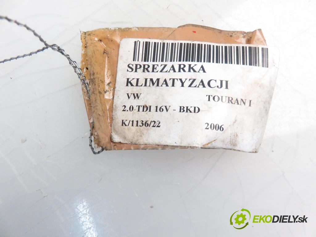VW TOURAN (1T1, 1T2) MINIVAN 2006 1968,00 Kompresory klimatyzacji 1968,00 KOMPRESOR: klimatizace 1K0820803G (Kompresory)