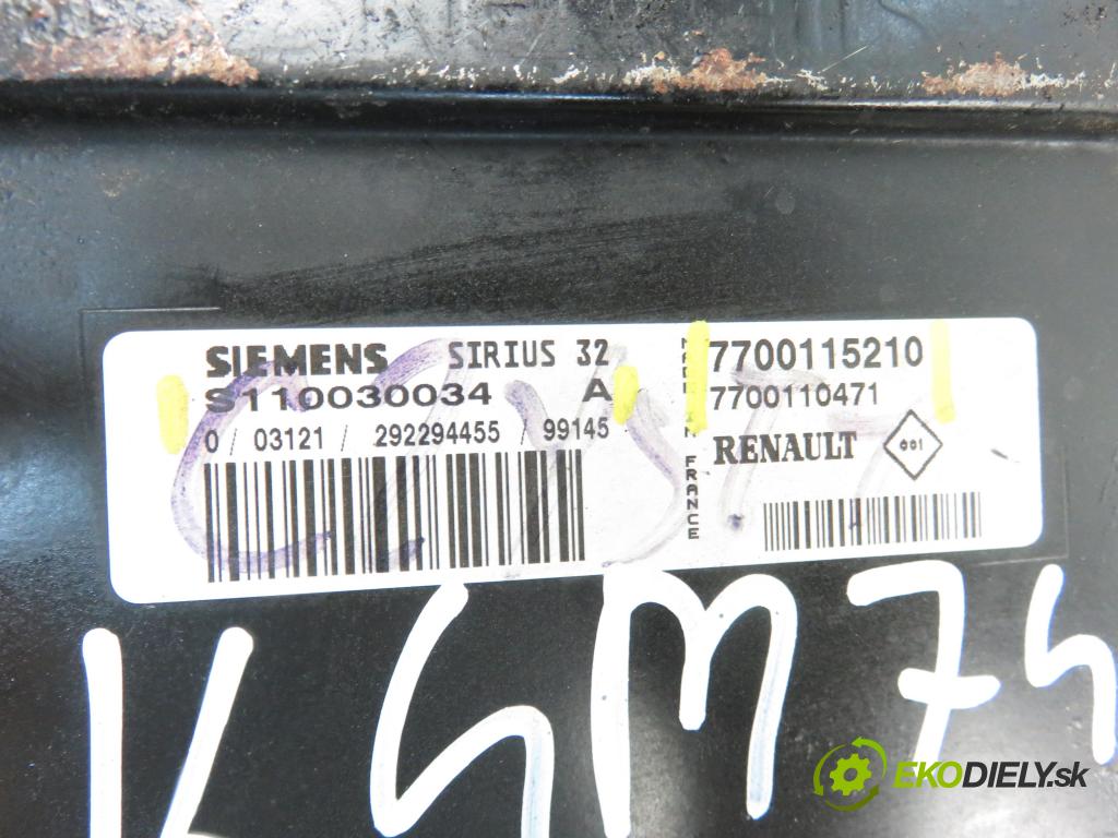 RENAULT CLIO II (BB_, CB_) HB 1999 79,00 1.6 - K4M 748 1598,00 řídící jednotka motora 7700115210 ; 7700110471 ; S110030034A