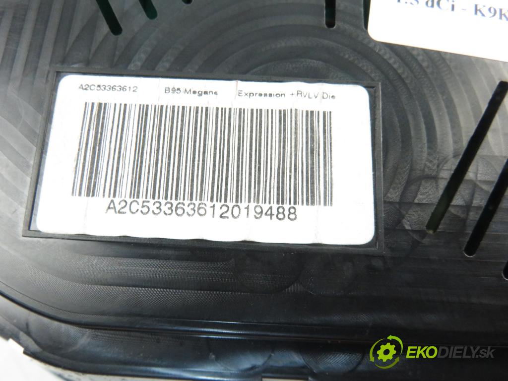 RENAULT MEGANE III liftback (BZ0/1_) HB 2009 1461,00 Liczniki, zegary 1461,00 Prístrojovka elektrický 248107859R