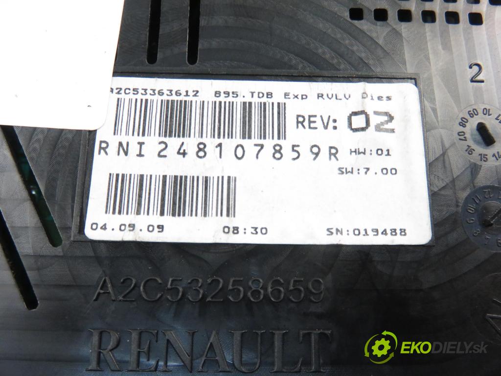 RENAULT MEGANE III liftback (BZ0/1_) HB 2009 1461,00 Liczniki, zegary 1461,00 Prístrojovka elektrický 248107859R