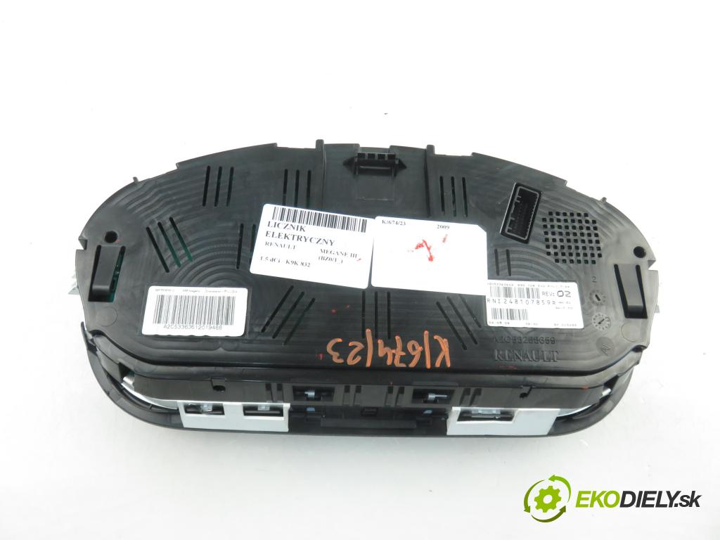 RENAULT MEGANE III liftback (BZ0/1_) HB 2009 1461,00 Liczniki, zegary 1461,00 Prístrojovka elektrický 248107859R