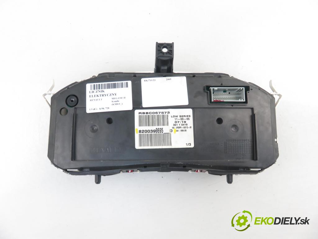 RENAULT MEGANE II Kombi (KM0/1_) KOMBI 2005 0,00 1.5 dCi - K9K 728 1461,00 prístrojovka elektrický 8200399695D