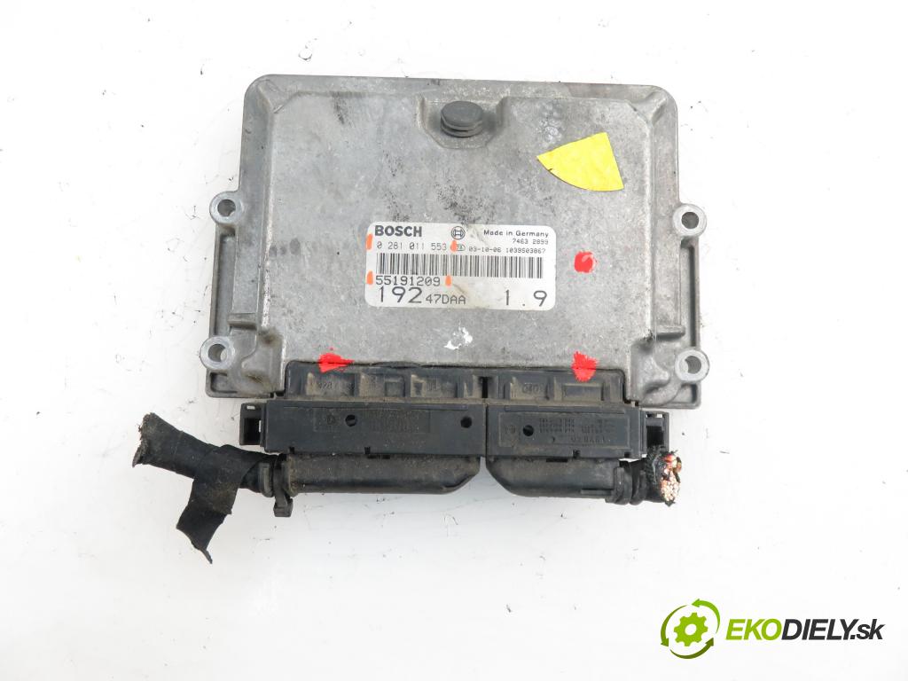 FIAT STILO (192_) HB 2003 1910,00 Sterowniki silnika 1910,00 Riadiaca jednotka Motor 0281011553; 55191209