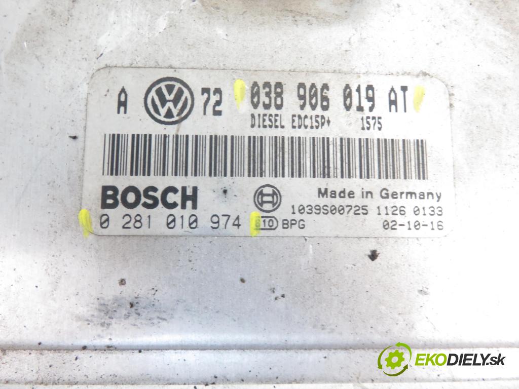 VW GOLF IV (1J1) HB 2002 1896,00 Sterowniki silnika 1896,00 Riadiaca jednotka Motor 038906019AT; 0281010974