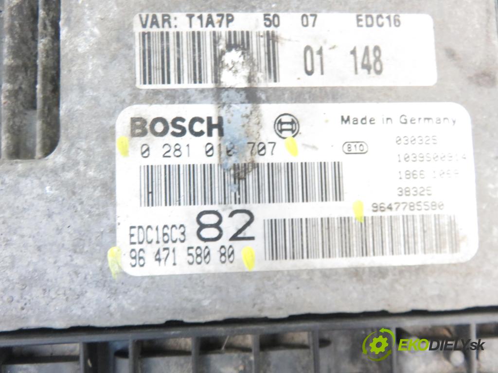 PEUGEOT 206 liftback (2A/C) HB 2003 1398,00 Sterowniki silnika 1398,00 Riadiaca jednotka Motor 9647158080; 9647785580; 0281010707