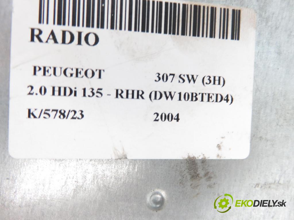PEUGEOT 307 SW (3H) KOMBI 2004 1997,00 Radioodtwarzacze 1997,00 RADIO CD 96545978XT