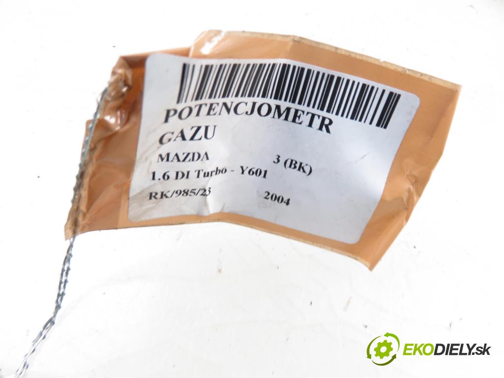 MAZDA 3 (BK) HB 2004 1560,00 Pozostałe 1560,00 Potenciometer plynového pedálu 4M519F836AG; 6PV00864101 (Pedále)