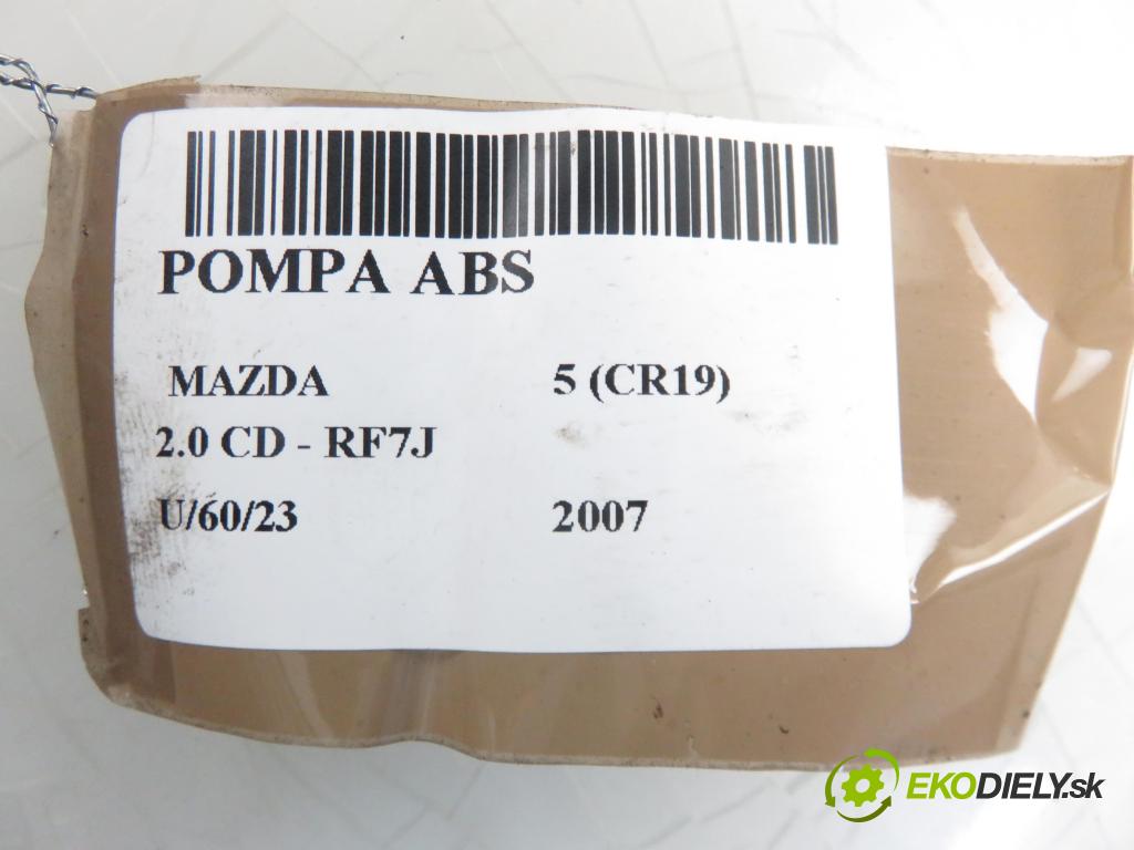 MAZDA 5 (CR19) MINIVAN 2007 1998,00 Sterowniki ABS 1998,00 pumpa ABS 5N612C405CC; 06210207844; 06210902993 (Pumpy brzdové)