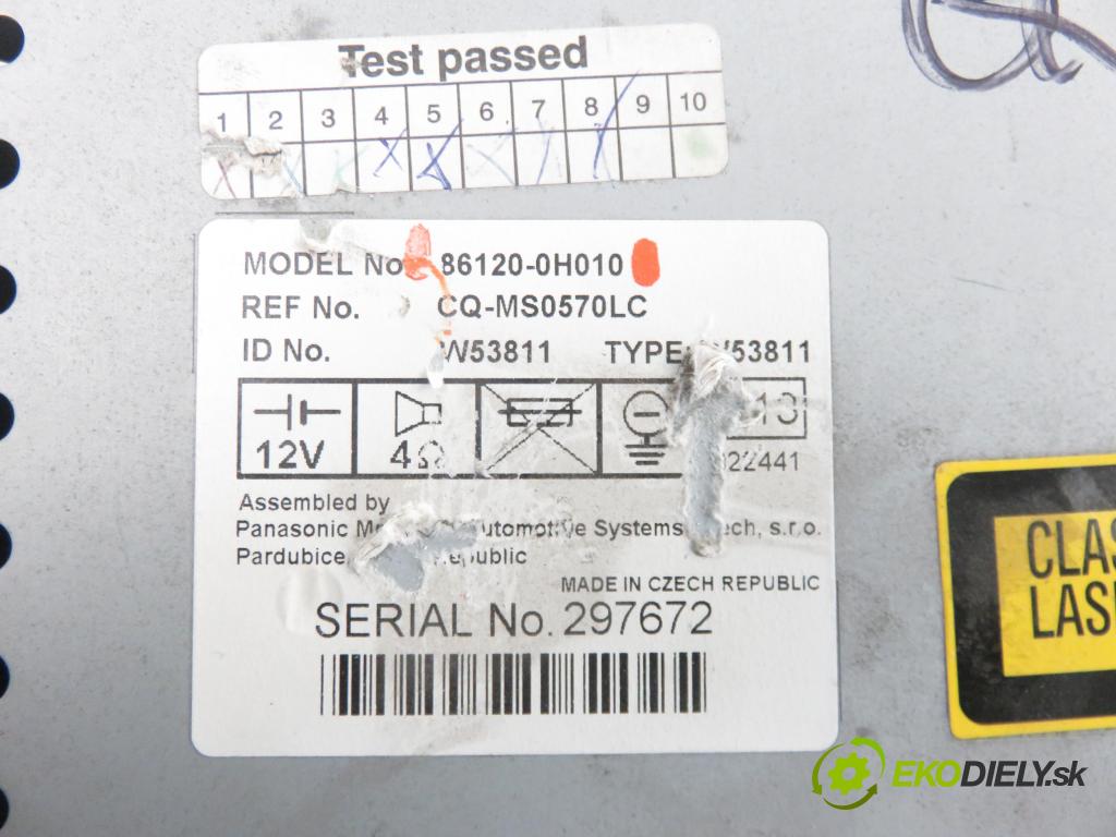 CITROEN C1 (PM_, PN_) HB 2006 1398,00 Radioodtwarzacze 1398,00 RADIO CD 861200H010