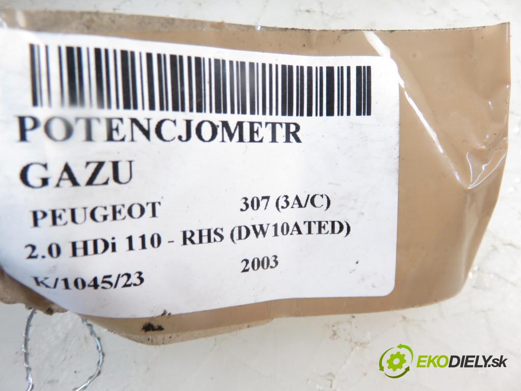 PEUGEOT 307 (3A/C) HB 2003 1997,00 Pozostałe 1997,00 Potenciometer plynového pedálu 0280752235; 9645851580 (Pedále)
