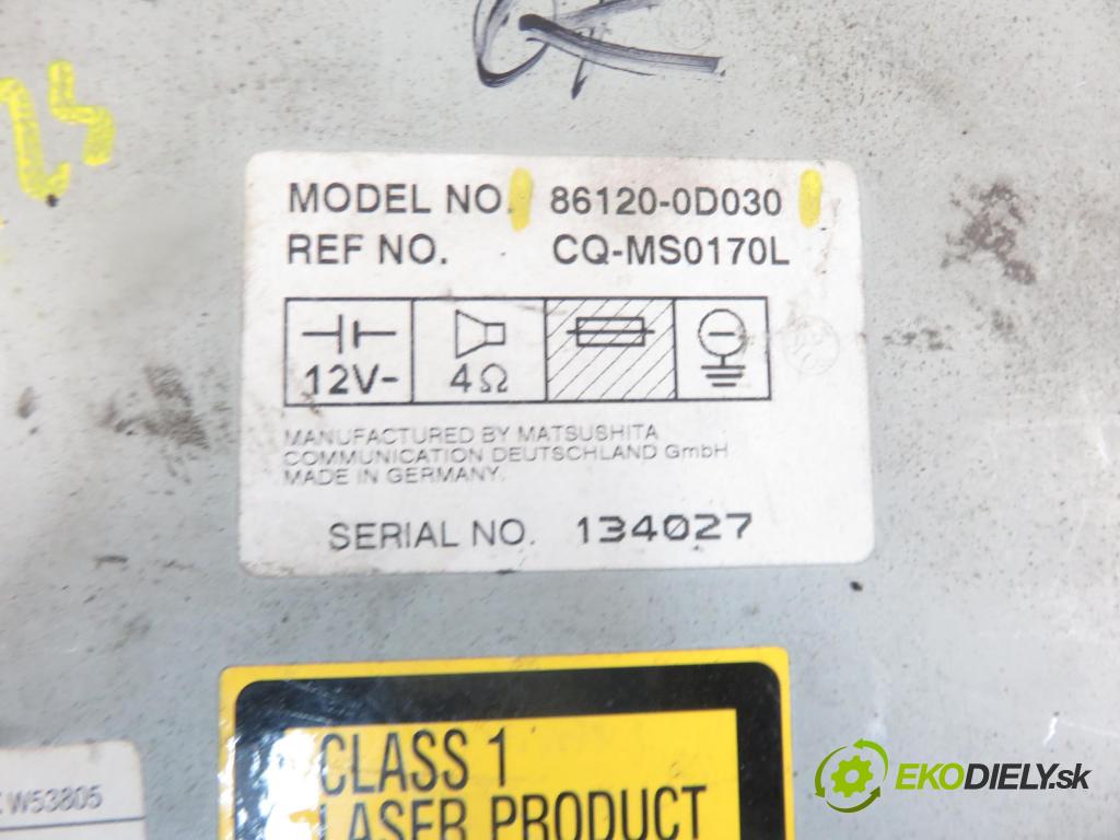 TOYOTA YARIS (_P1_) HB 2005 1364,00 Radioodtwarzacze 1364,00 RADIO CD 861200D030