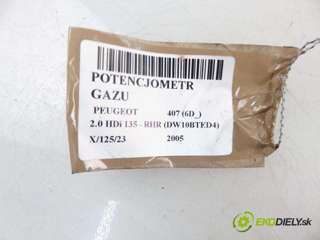 PEUGEOT 407 (6D_) SEDAN 2005 1997,00 Pozostałe 1997,00 Potenciometer plynového pedálu 9650341780 ; 0280755012 (Pedále)
