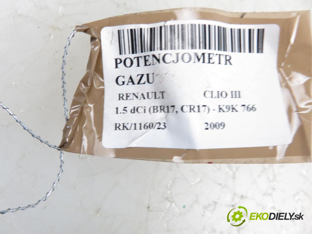 RENAULT CLIO III (BR0/1, CR0/1) HB 2009 1461,00 Pozostałe 1461,00 Potenciometer plynového pedálu 8200297335 (Pedále)