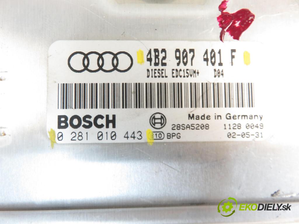 AUDI A6 Avant (4B5, C5) KOMBI 2002 2496,00 Sterowniki silnika 2496,00 Riadiaca jednotka Motor 4B2907401F; 0281010443