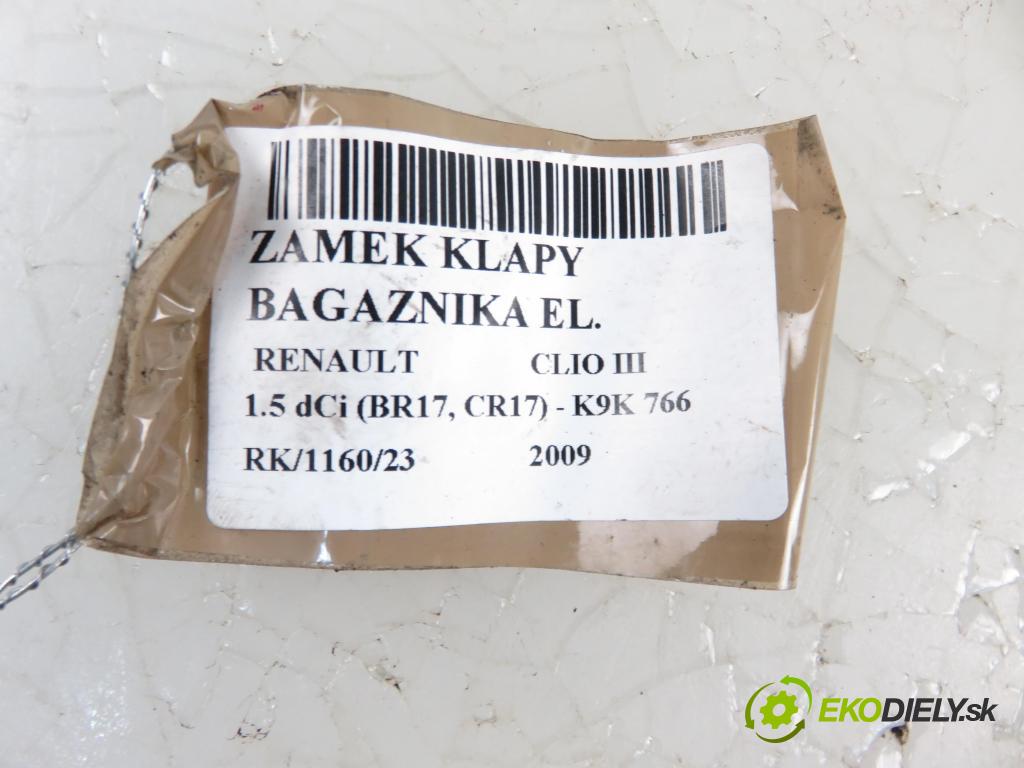 RENAULT CLIO III (BR0/1, CR0/1) HB 2009 63,00 1.5 dCi 86 - K9K 766 1461,00 zámok dveří kufr EL. 8200076240K