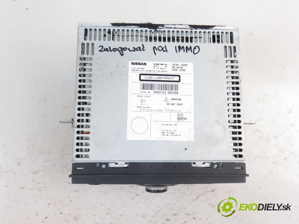 NISSAN QASHQAI / QASHQAI +2 I (J10, JJ10) SUV 2007 1461,00 Radioodtwarzacze 1461,00 RADIO CD 28185JG400