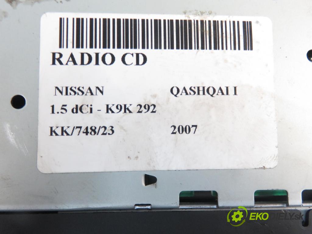 NISSAN QASHQAI / QASHQAI +2 I (J10, JJ10) SUV 2007 1461,00 Radioodtwarzacze 1461,00 RADIO CD 28185JG400