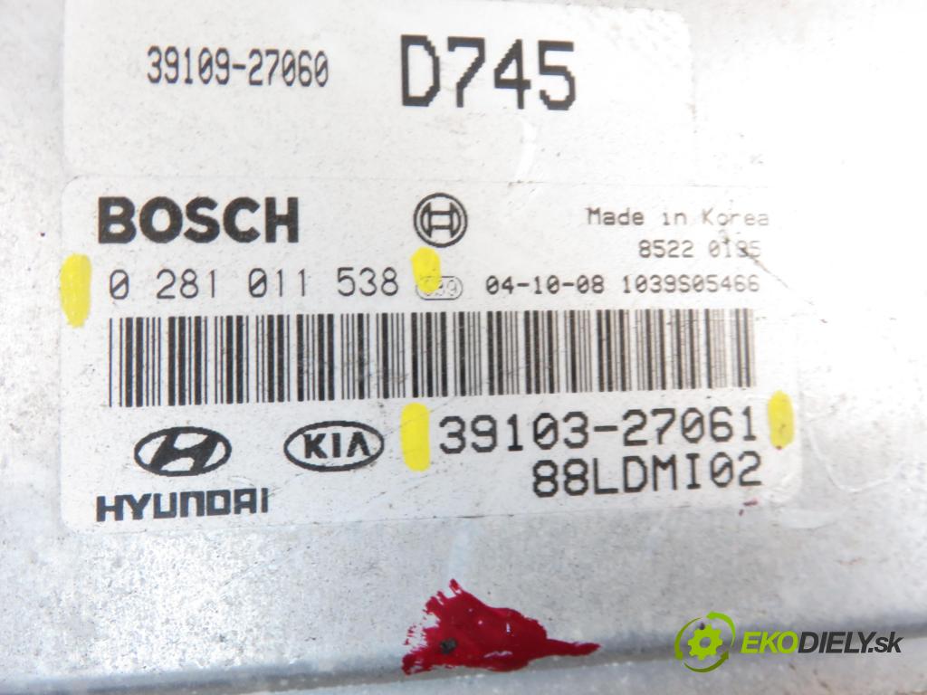 KIA CERATO I liftback (LD) HB 2005 1991,00 Sterowniki silnika 1991,00 Riadiaca jednotka Motor 3910327061 ; 0281011538