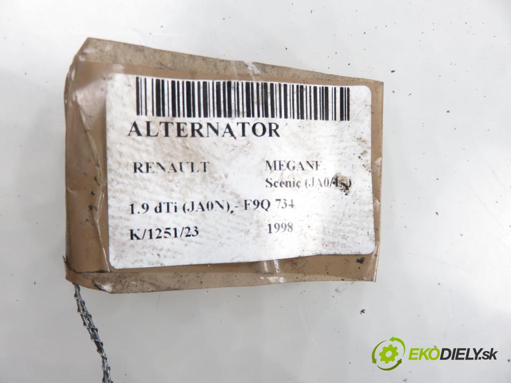 RENAULT MEGANE Scenic (JA0/1_) MINIVAN 1998 1870,00 Alternatory kompletne 1870,00 Alternátor  (Alternátory)