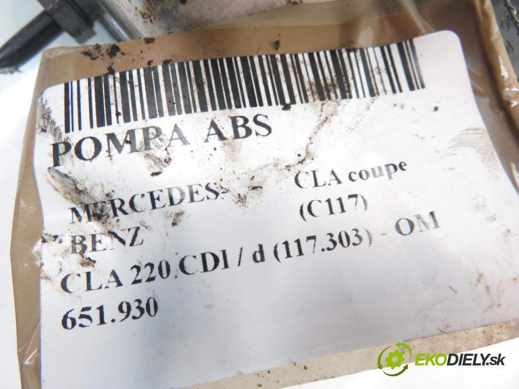 MERCEDES-BENZ CLA coupe (C117) COUPE 2013 2143,00 Sterowniki ABS 2143,00 Pumpa ABS A0094316612 ; 0265956003 ; 0094316612 (Pumpy ABS)
