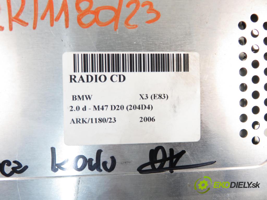 BMW X3 (E83) SUV 2006 110,00 2.0 d 150 - M47 D20 (204D4) 1995,00 RADIO CD 9118823