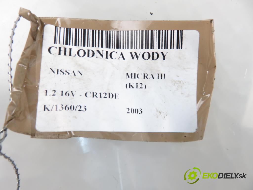 NISSAN MICRA III (K12) HB 2003 59,00 1.2 16V - CR12DE 1240,00 chladič vody