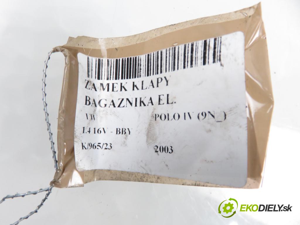VW POLO (9N_) HB 2003 55,00 1.4 16V 75 - BBY 1390,00 zámok dveří kufr EL. 6Q0827505B