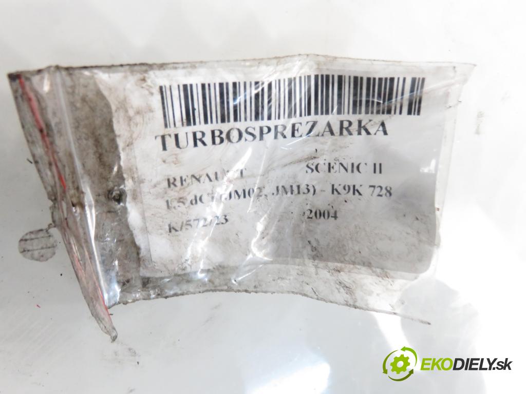 RENAULT SCENIC II (JM0/1_) MINIVAN 2004 74,00 1.5 dCi 1461,00 Turbodúchadlo 54359700012 (Turbodúchadlá (kompletné))