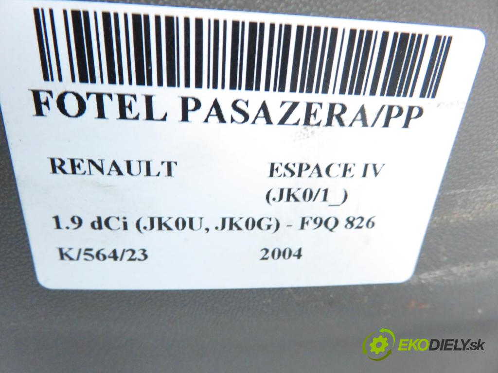 RENAULT ESPACE IV (JK0/1_) MINIVAN 2004 88,00 1.9 dCi 120 - F9Q 826 1870,00 Sedadlo CESTUJÚCI/PP