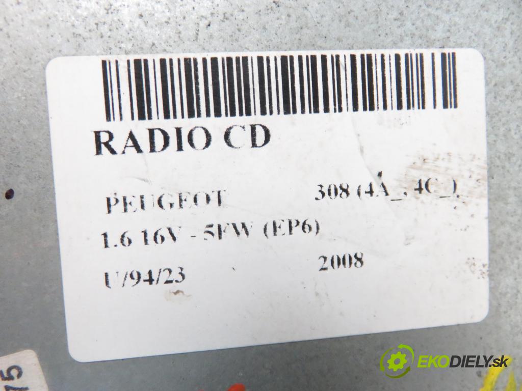 PEUGEOT 308 (4A_, 4C_) HB 2008 88,00 1.6 VTi 120 - 5FW (EP6) 1598,00 RADIO CD 96650205XH