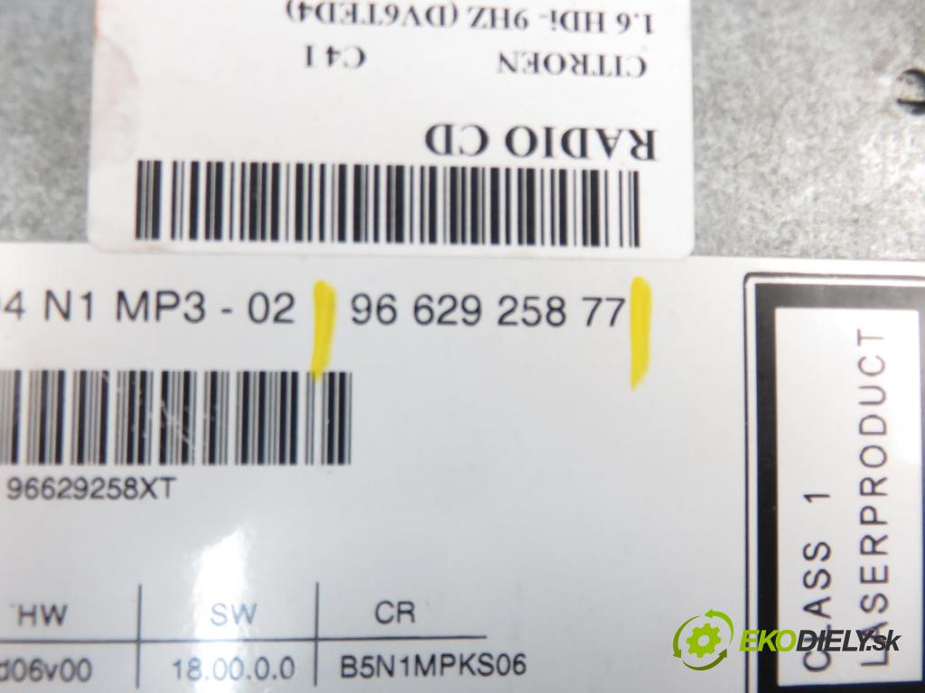 CITROEN C4 I (LC_) HB 2007 80,00 1.6 HDi 109 - 9HZ (DV6TED4) 1560,00 RADIO CD 9662925877