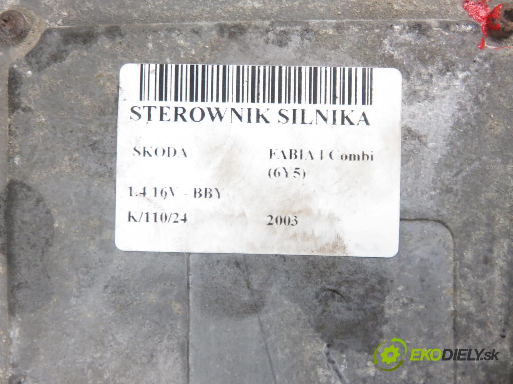 SKODA FABIA I Combi (6Y5) KOMBI 2003 55,00 1.4 16V - BBY 1390,00 řídící jednotka motora 036906034ET ; IAW4MVET