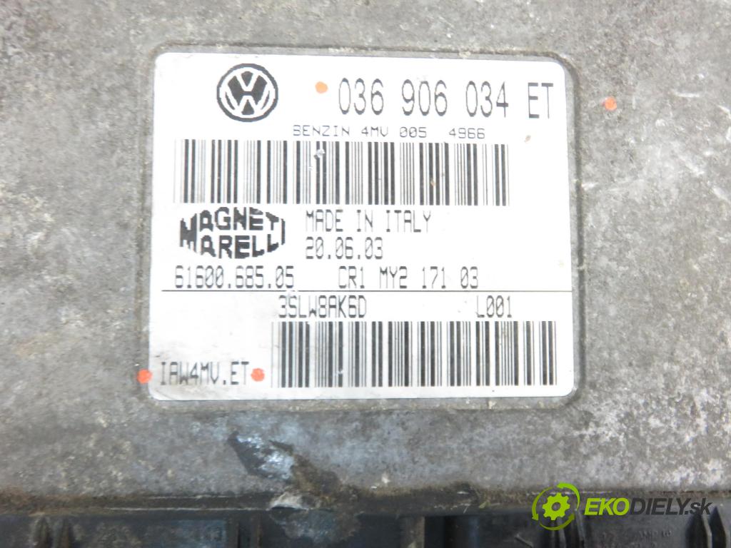 SKODA FABIA I Combi (6Y5) KOMBI 2003 55,00 1.4 16V - BBY 1390,00 řídící jednotka motora 036906034ET ; IAW4MVET