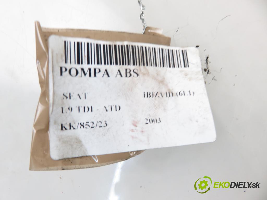 SEAT IBIZA III (6L1) HB 2003 74,00 1.9 TDI - ATD 1896,00 pumpa ABS 0265900009 ; 6Q0614417E ; 0265224011 (Pumpy brzdové)