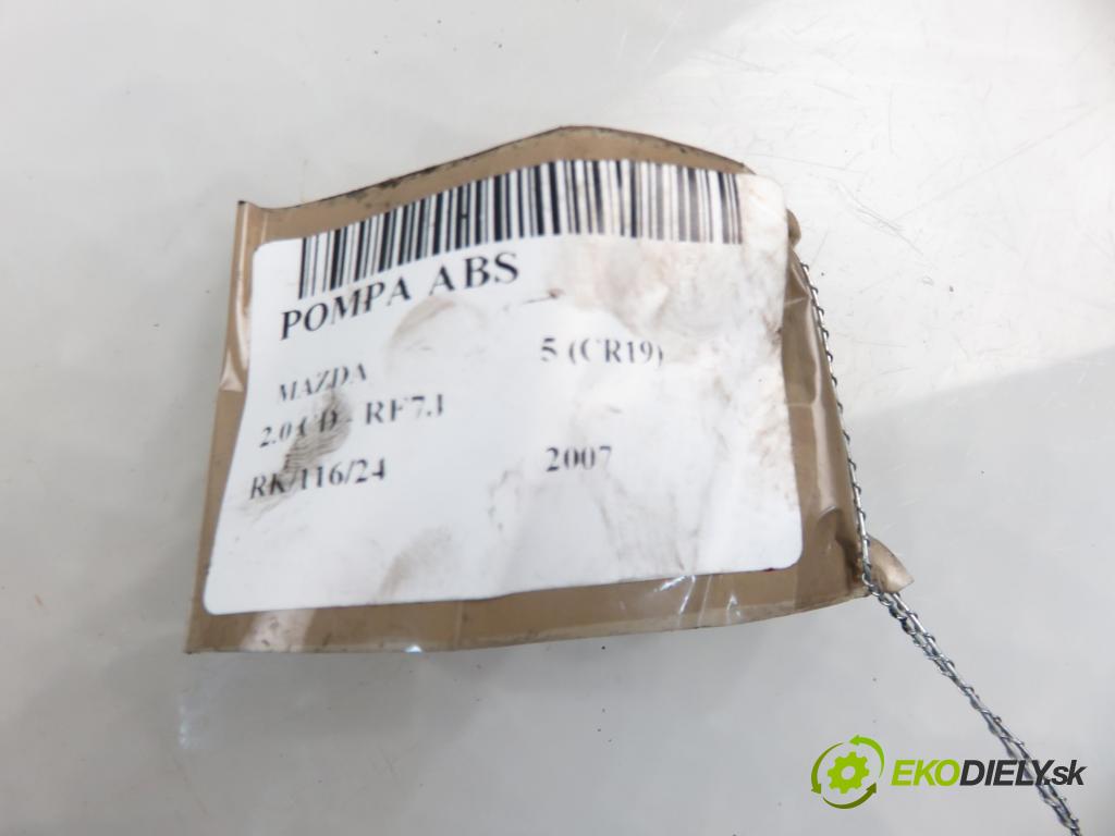 MAZDA 5 (CR19) MINIVAN 2007 81,00 2.0 MZR-CD 110 - RF7J 1998,00 Pumpa ABS 5N612C405CC ; 06210207844 ; 06210902993 (Pumpy ABS)